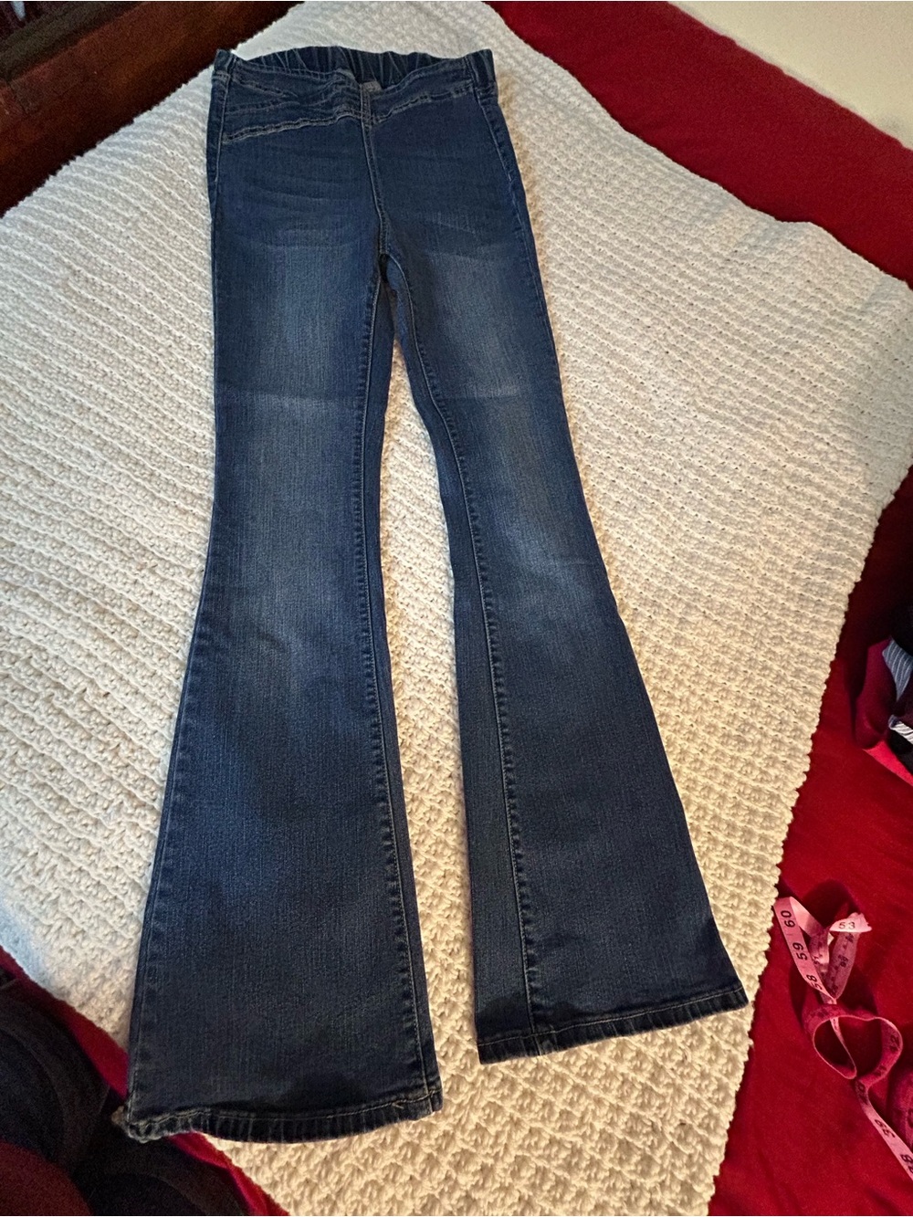 SHEIN Dark Blue High-Rise Flare Jeans